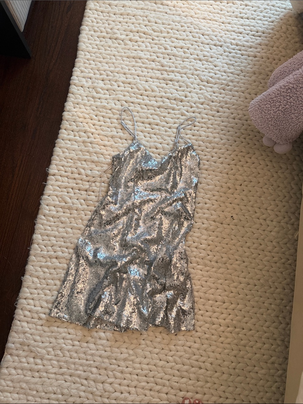 Urban Outfitters Silver Sequin Slip Dress